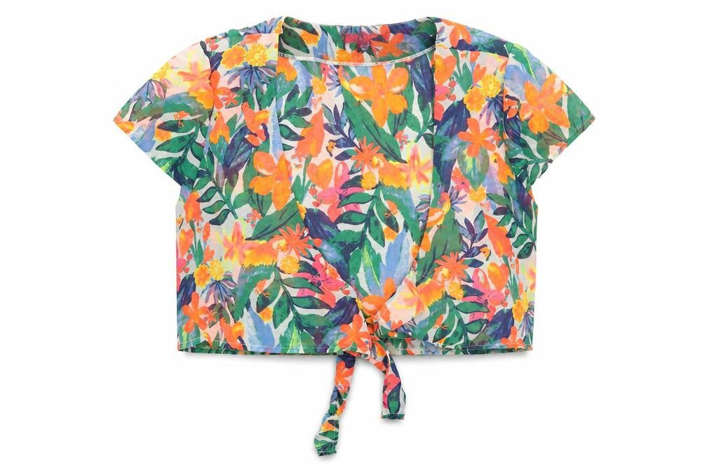 Womens UK Size S Primark Multicoloured Cropped Blouse