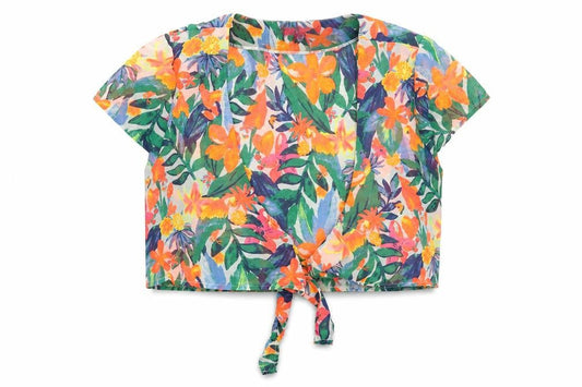Womens UK Size S Primark Multicoloured Cropped Blouse