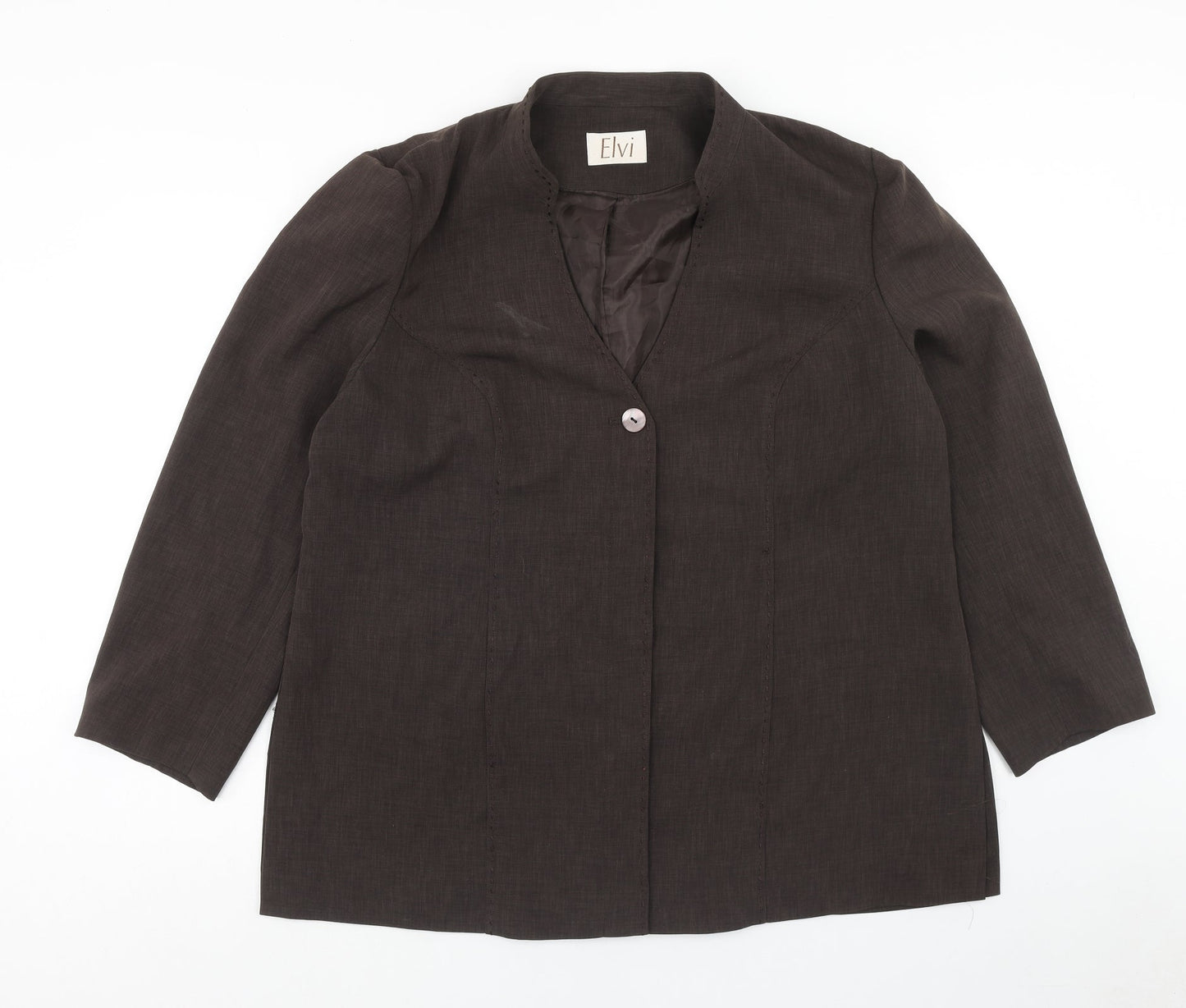 ELVI Womens Brown Jacket Size 20 Button