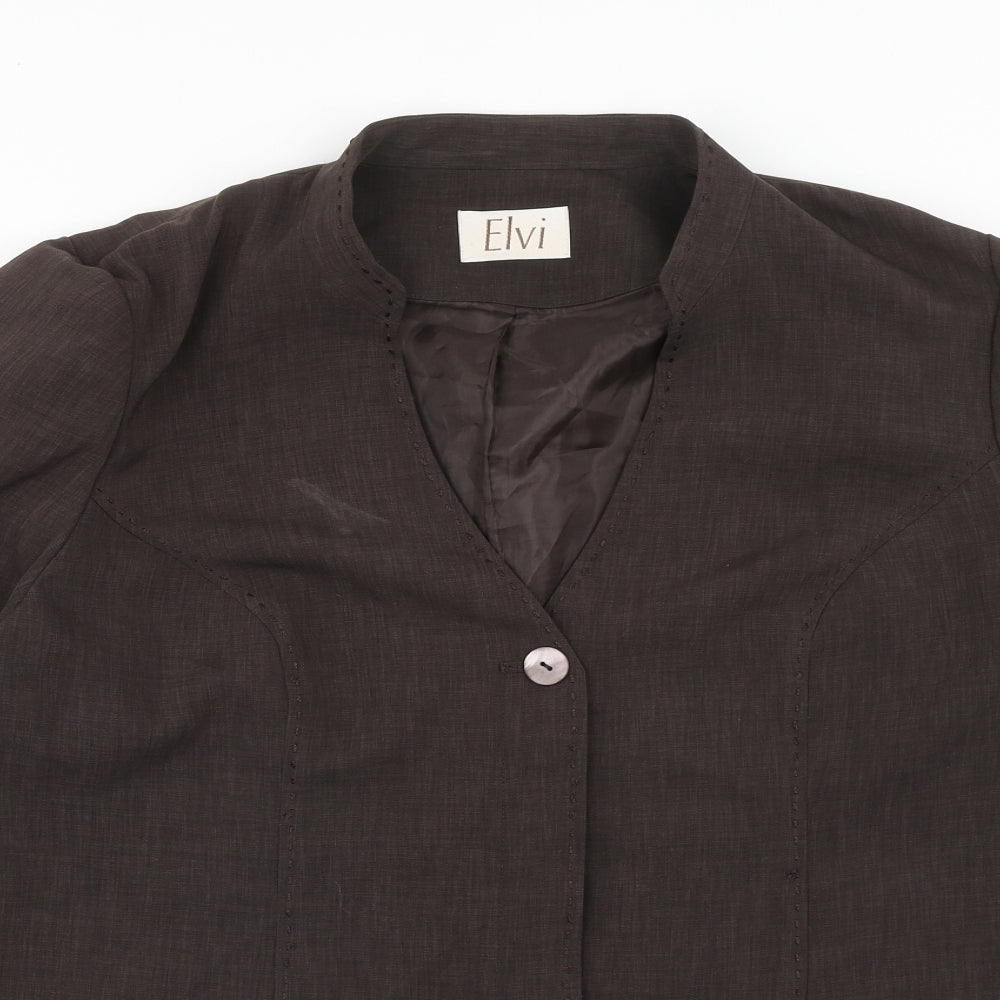 ELVI Womens Brown Jacket Size 20 Button
