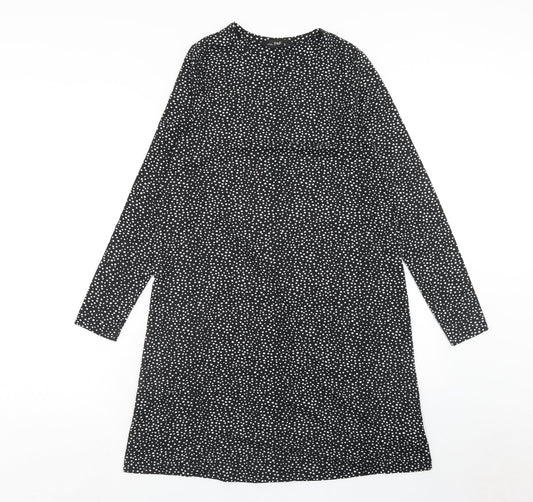 F&F Womens Black Polka Dot Polyester A-Line Size 6 Round Neck Pullover