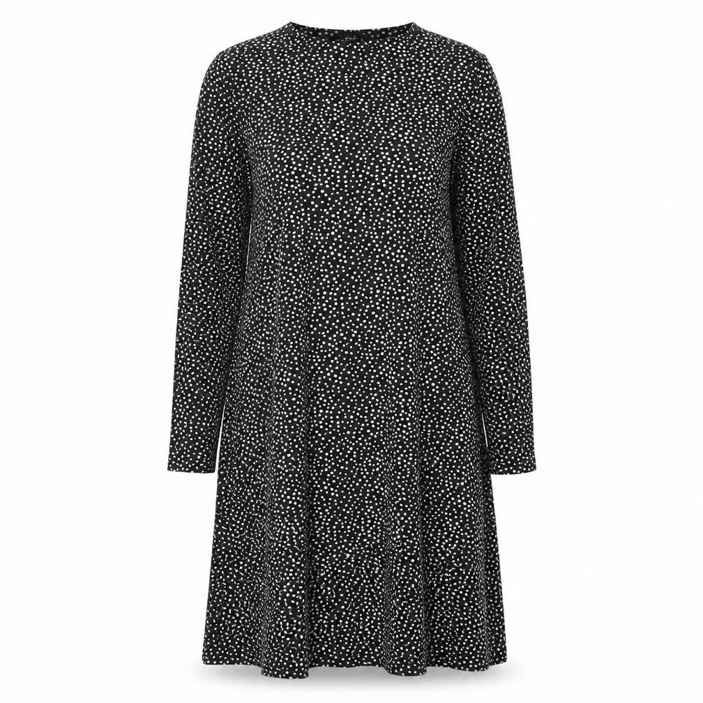 F&F Womens Black Polka Dot Polyester A-Line Size 6 Round Neck Pullover