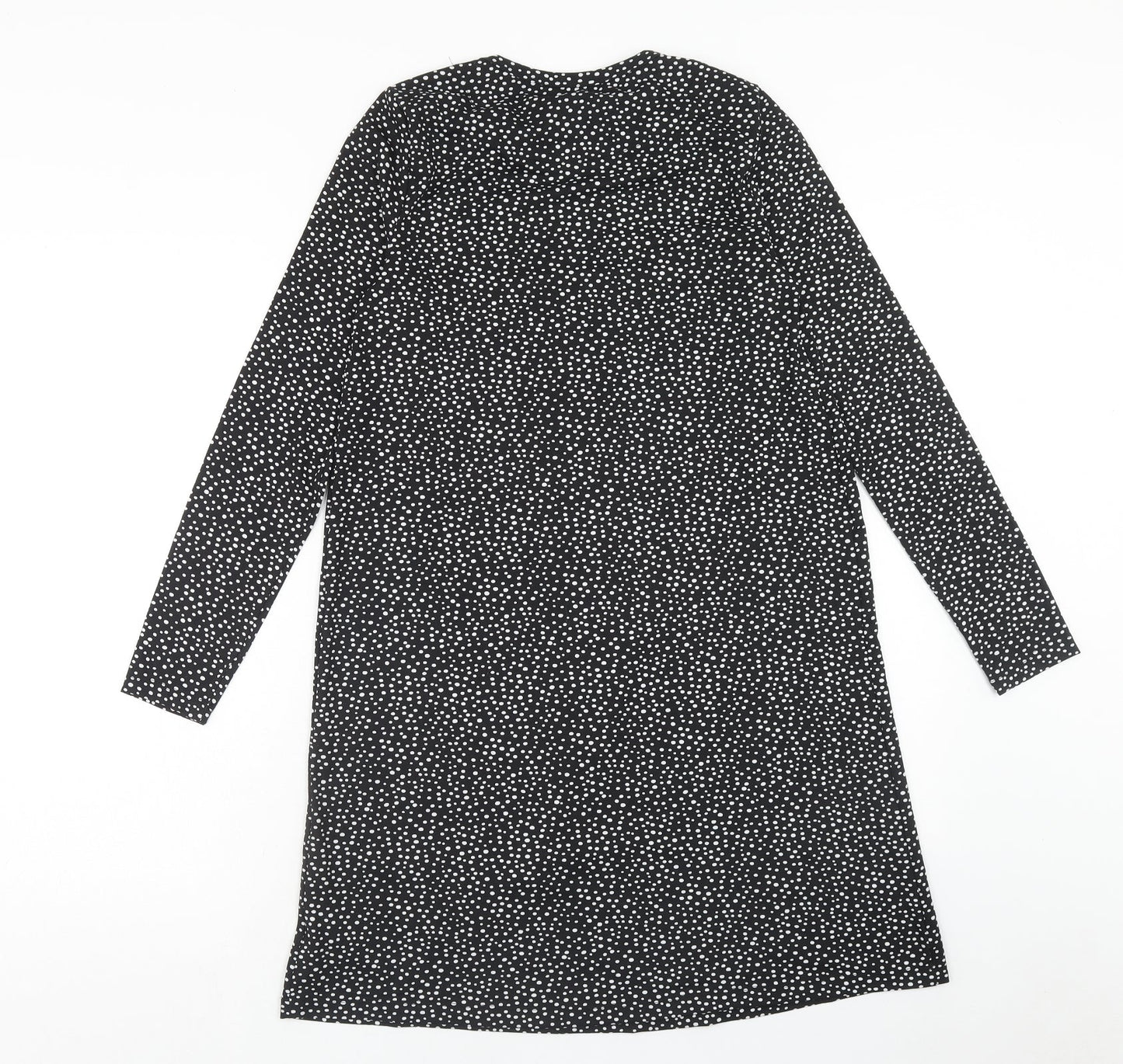 F&F Womens Black Polka Dot Polyester A-Line Size 6 Round Neck Pullover