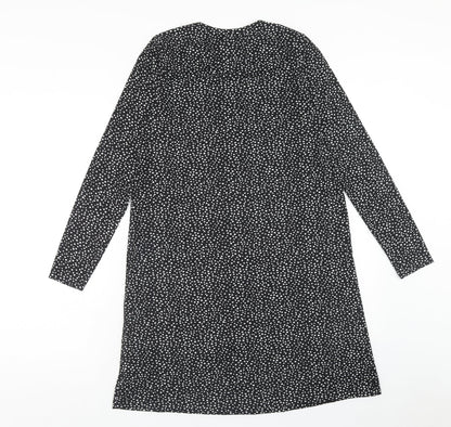 F&F Womens Black Polka Dot Polyester A-Line Size 6 Round Neck Pullover