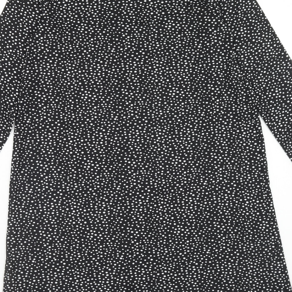 F&F Womens Black Polka Dot Polyester A-Line Size 6 Round Neck Pullover