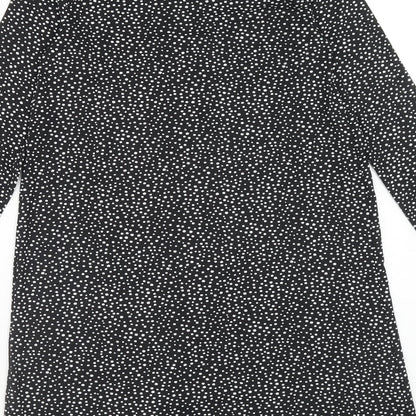 F&F Womens Black Polka Dot Polyester A-Line Size 6 Round Neck Pullover