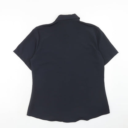 Primark Womens Black Polyester Basic Button-Up Size 14 Collared