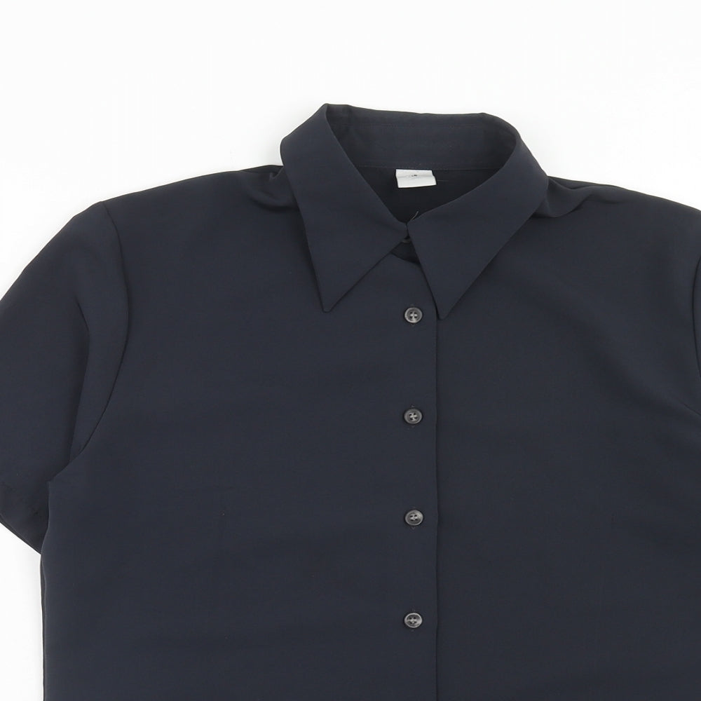 Primark Womens Black Polyester Basic Button-Up Size 14 Collared