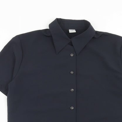 Primark Womens Black Polyester Basic Button-Up Size 14 Collared