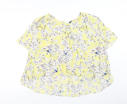 Womens UK Size 10 H&M Yellow Cropped T-Shirt