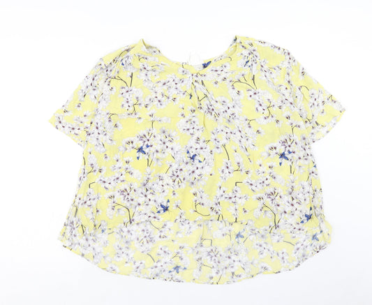 Womens UK Size 10 H&M Yellow Cropped T-Shirt
