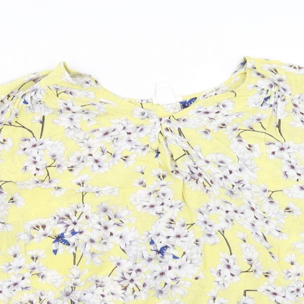 Womens UK Size 10 H&M Yellow Cropped T-Shirt