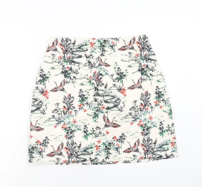 H&M Womens Multicoloured Geometric Polyester Bandage Skirt Size 14 Zip