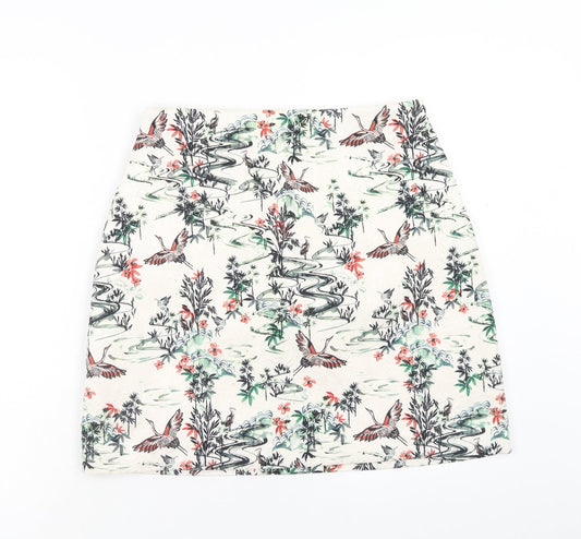 H&M Womens Multicoloured Geometric Polyester Bandage Skirt Size 14 Zip