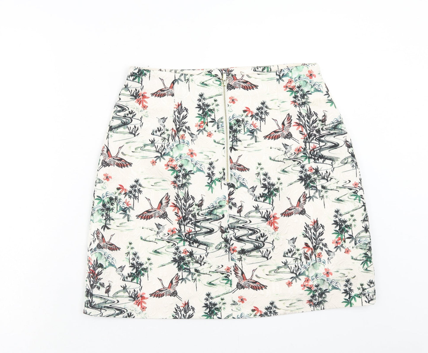 H&M Womens Multicoloured Geometric Polyester Bandage Skirt Size 14 Zip