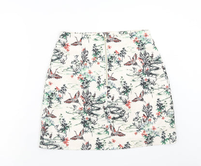 H&M Womens Multicoloured Geometric Polyester Bandage Skirt Size 14 Zip