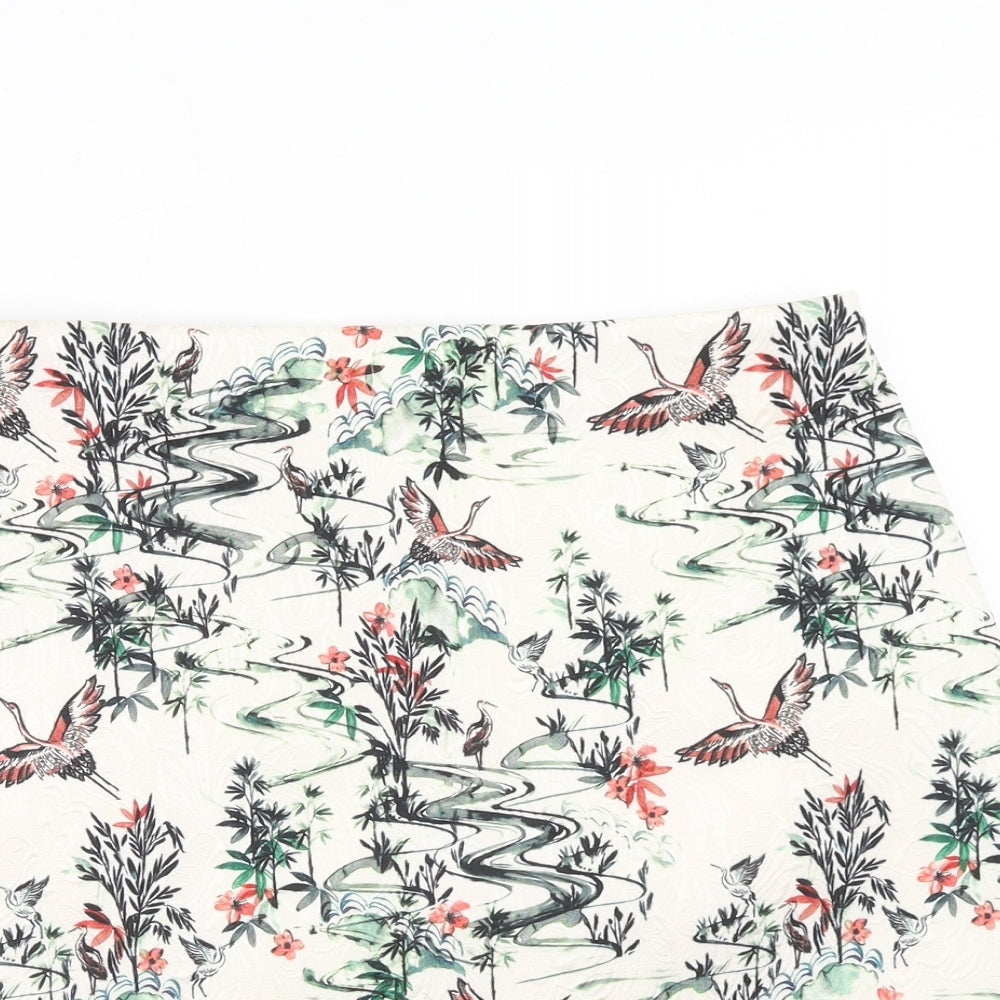 H&M Womens Multicoloured Geometric Polyester Bandage Skirt Size 14 Zip