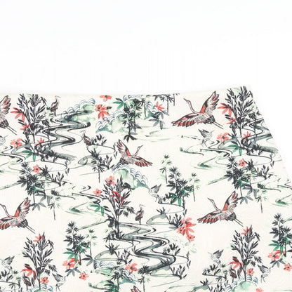 H&M Womens Multicoloured Geometric Polyester Bandage Skirt Size 14 Zip