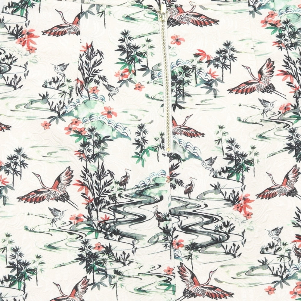 H&M Womens Multicoloured Geometric Polyester Bandage Skirt Size 14 Zip