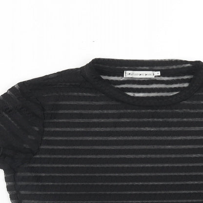 Light Before Dark Womens Black Polyester Cropped T-Shirt Size M Round Neck