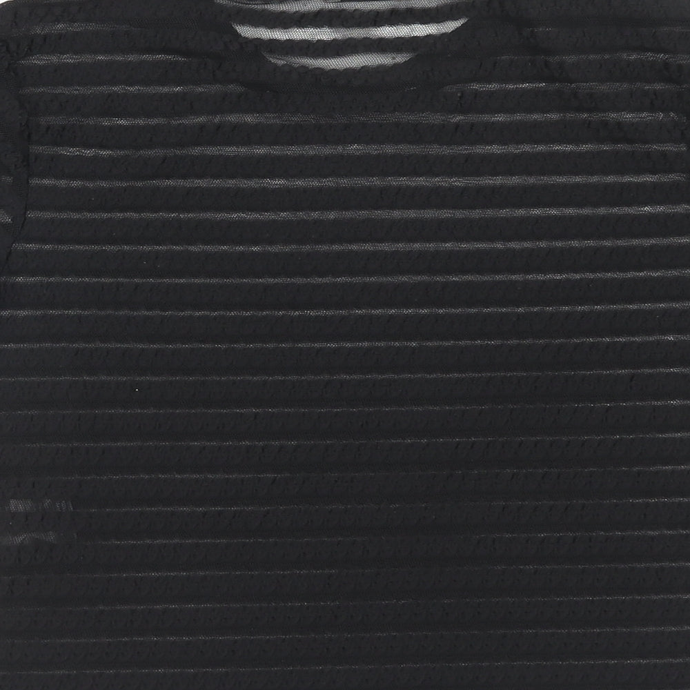 Light Before Dark Womens Black Polyester Cropped T-Shirt Size M Round Neck