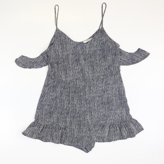 Mango Womens Blue Striped Polyester Playsuit One-Piece Size M Zip