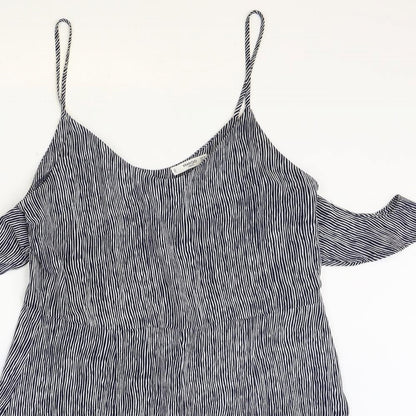 Mango Womens Blue Striped Polyester Playsuit One-Piece Size M Zip