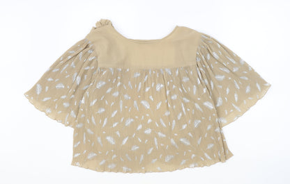 Darling Womens Brown V-Neck Geometric Polyester Cardigan Jumper Size M - Feathers