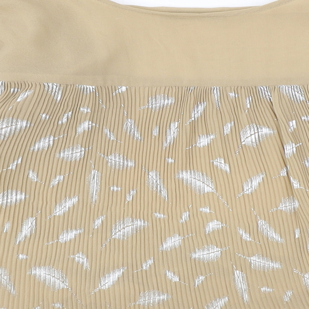 Darling Womens Brown V-Neck Geometric Polyester Cardigan Jumper Size M - Feathers