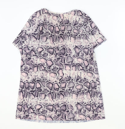 B.YOU Womens Multicoloured Animal Print Polyester Basic T-Shirt Size 8 Boat Neck - Snake Skin Print, Size 8/10