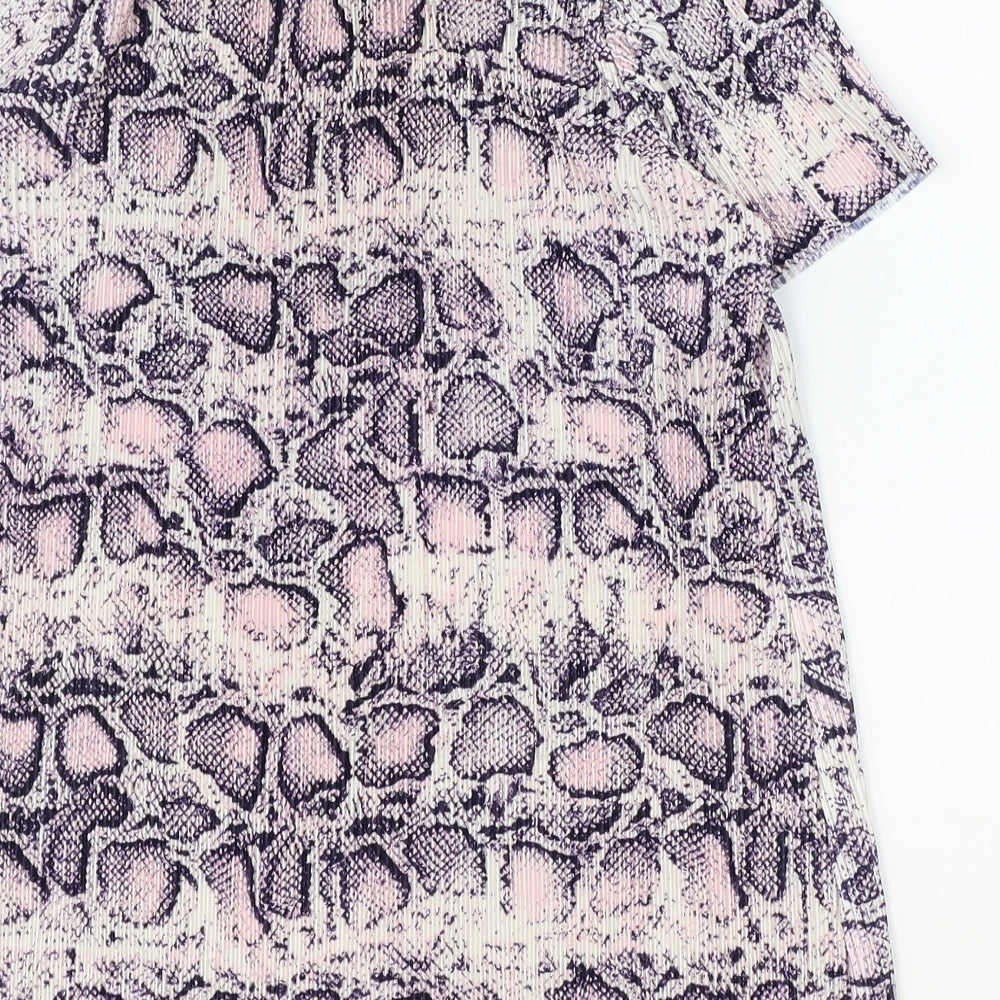 B.YOU Womens Multicoloured Animal Print Polyester Basic T-Shirt Size 8 Boat Neck - Snake Skin Print, Size 8/10