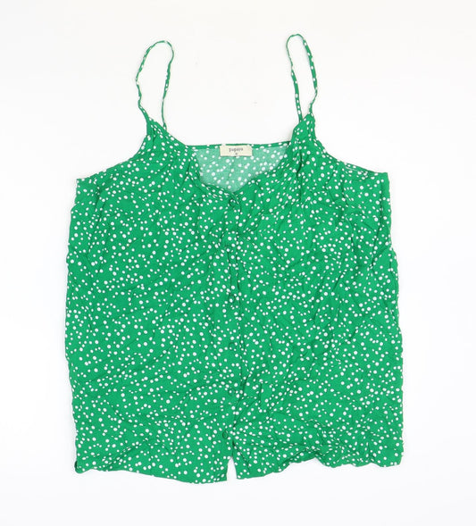 Papaya Womens Green Polka Dot Viscose Camisole Tank Size 8 Scoop Neck