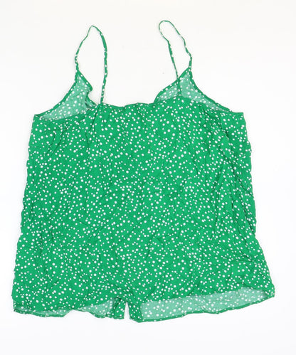 Papaya Womens Green Polka Dot Viscose Camisole Tank Size 8 Scoop Neck