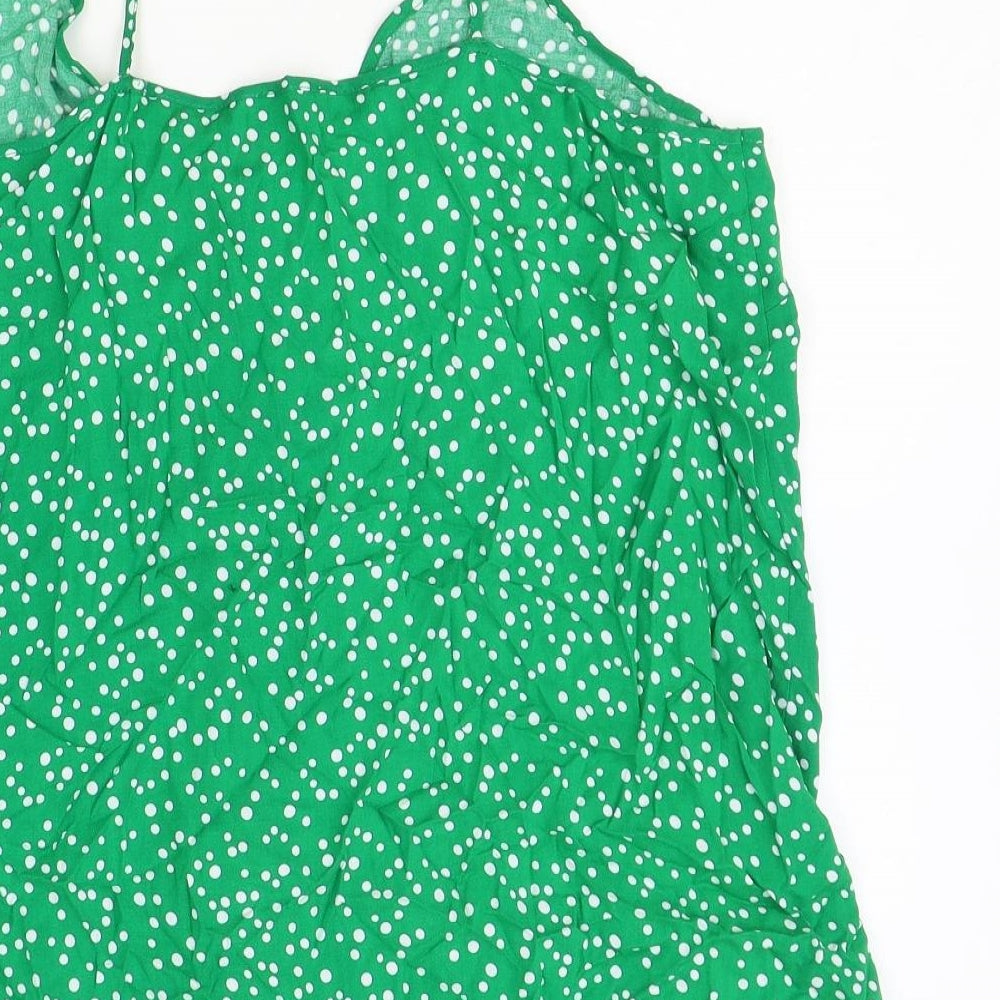Papaya Womens Green Polka Dot Viscose Camisole Tank Size 8 Scoop Neck