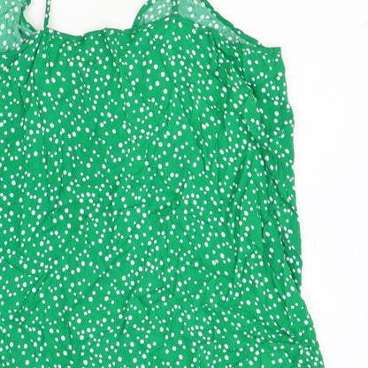 Papaya Womens Green Polka Dot Viscose Camisole Tank Size 8 Scoop Neck