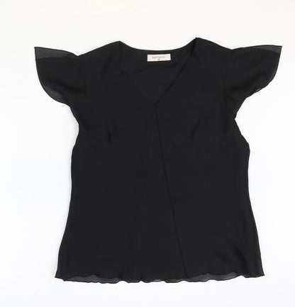 BonMarche Womens Black Polyester Basic Blouse Size 12 Sweetheart
