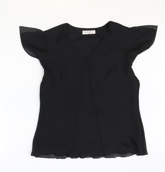 BonMarche Womens Black Polyester Basic Blouse Size 12 Sweetheart