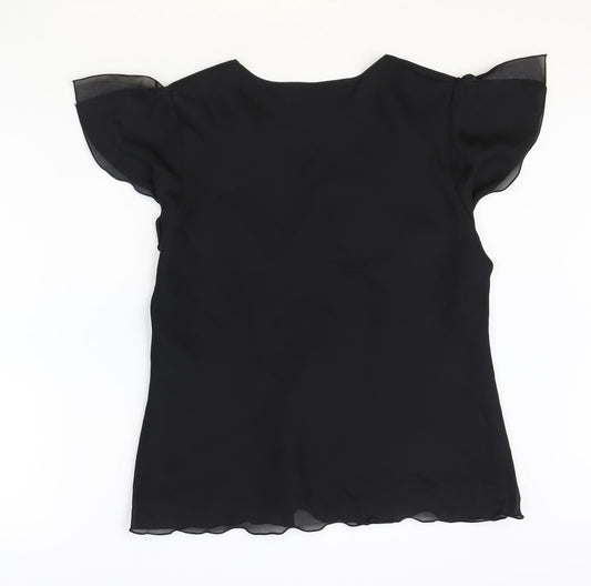BonMarche Womens Black Polyester Basic Blouse Size 12 Sweetheart