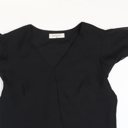 BonMarche Womens Black Polyester Basic Blouse Size 12 Sweetheart