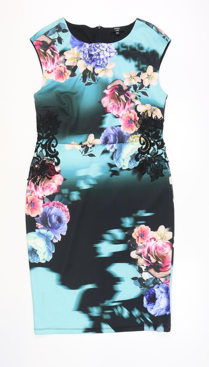 Joanna Hope Womens Multicoloured Floral Polyester A-Line Size 12 Round Neck Zip