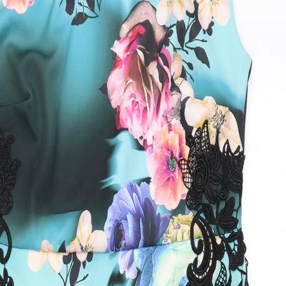 Joanna Hope Womens Multicoloured Floral Polyester A-Line Size 12 Round Neck Zip