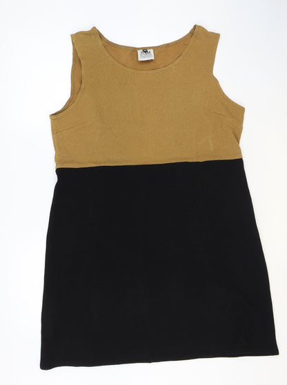 R&M Richards Womens Black Colourblock Polyester Tank Dress Size XL Scoop Neck