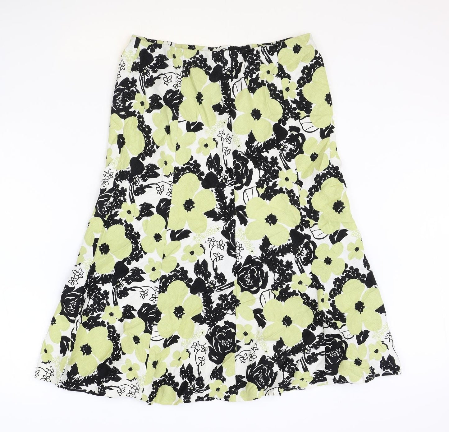 ISLE Womens Multicoloured Geometric Linen Flare Skirt Size 12