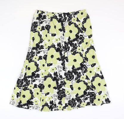 ISLE Womens Multicoloured Geometric Linen Flare Skirt Size 12