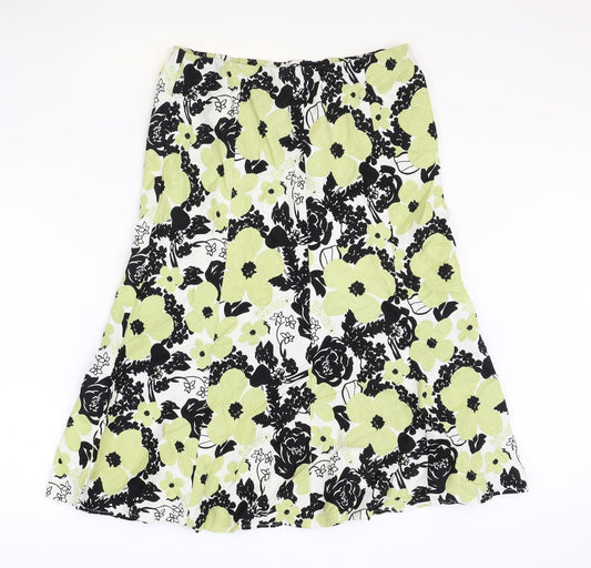 ISLE Womens Multicoloured Geometric Linen Flare Skirt Size 12