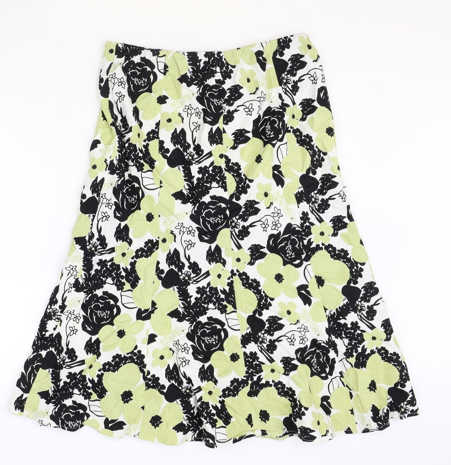 ISLE Womens Multicoloured Geometric Linen Flare Skirt Size 12