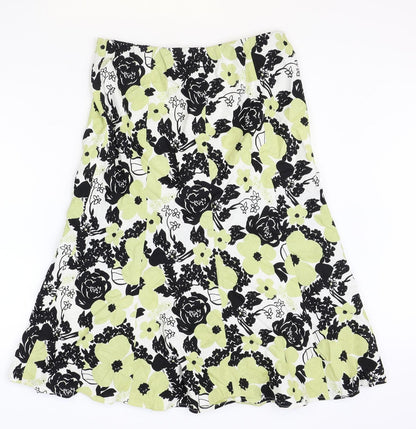 ISLE Womens Multicoloured Geometric Linen Flare Skirt Size 12