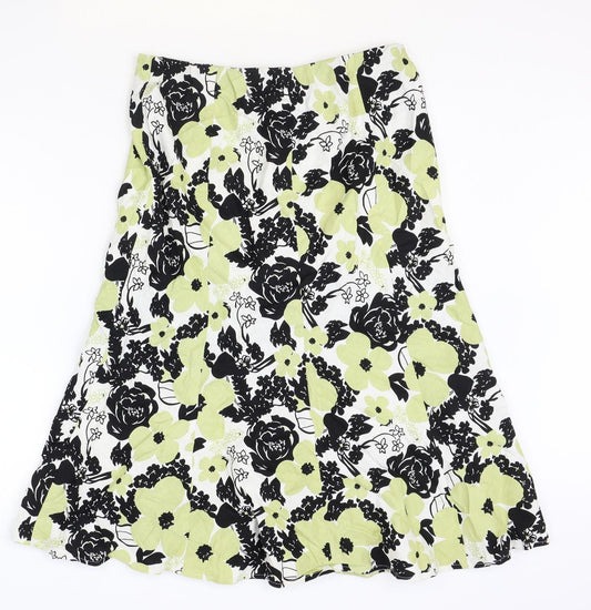 ISLE Womens Multicoloured Geometric Linen Flare Skirt Size 12