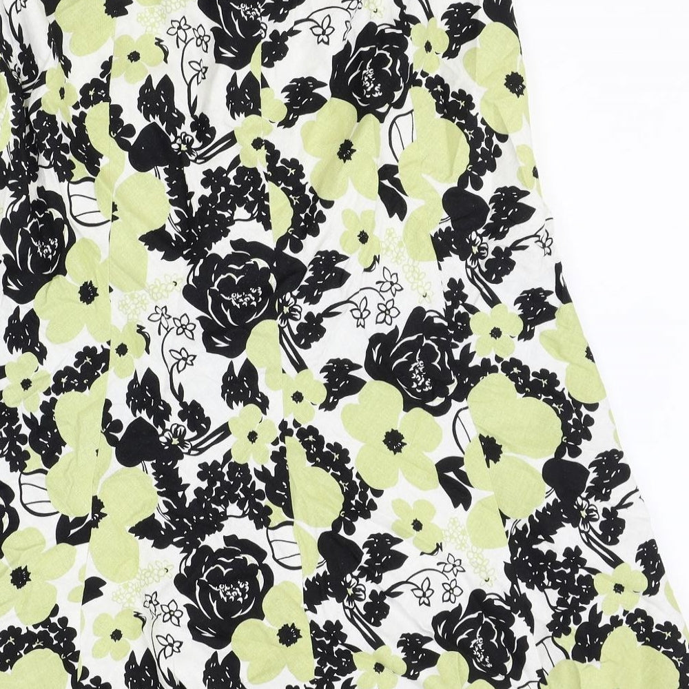 ISLE Womens Multicoloured Geometric Linen Flare Skirt Size 12