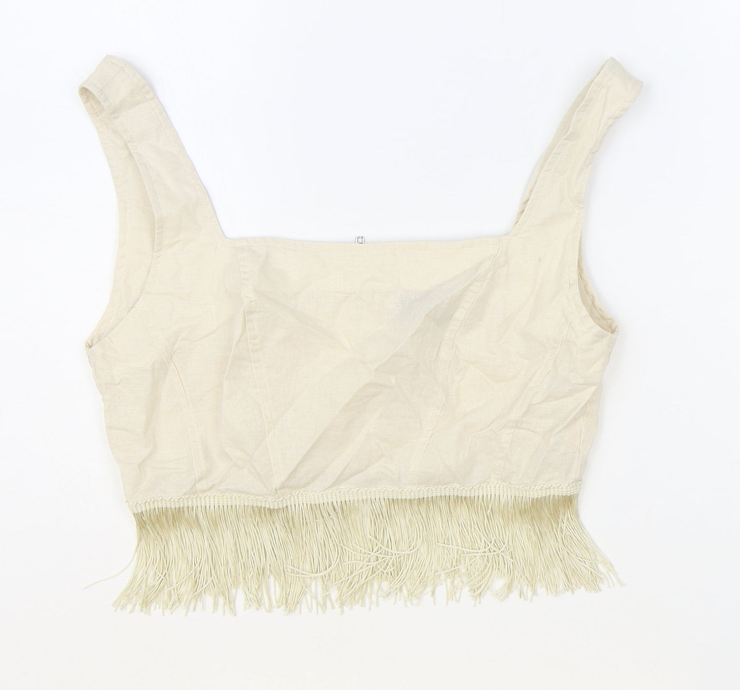 Womens UK Size 10 PRETTYLITTLETHING Beige Cropped Tank